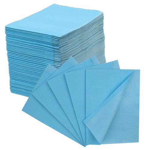 100 PCs Dental Grade Scudo 7.2g 3Ply Dental Bibs by Omnia ONE | Disposable, Water-Resistant, Superior Absorbency, Medical-Grade Protection, Multipurpose Use
