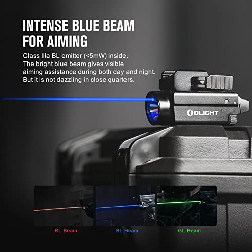 Image of OLIGHT Baldr S Blue Beam 800 Lumens Magnetic USB Rechargeable Tactical Flashlight with White LED Combo, Compact Rail Mounted Light with 1913 or GL Rail, Battery Included (Desert Tan)