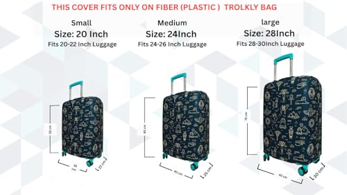 Image of Printed Luggage Cover for Traveling Bag & Suitcase - Stretchable & Scratchproof Trolley Protector with Velcro Lock & Lightweight Washable Material(Suitcase Bag Not Included, Only Cover in Product)