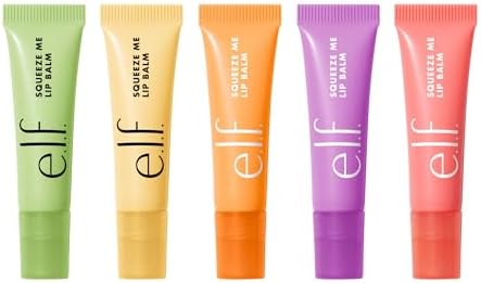 e.l.f. Squeeze Me Lip Balm Set, Includes Strawberry, Vanilla Frosting, Peach, Grape & Honeydew, Moisturizing Lip Balm, Vegan & Cruelty-Free