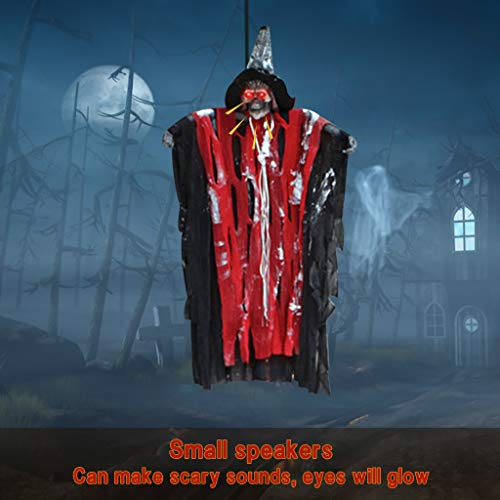 CMrtew Halloween Decorations, 24.55 Inch Halloween Ghost Hanging, Ghost Lights with Sound-Controlled Lighting, with Special Sound Effects, Scary Creepy Indoor/Outdoor Decor (Red) - Thumbnail 2