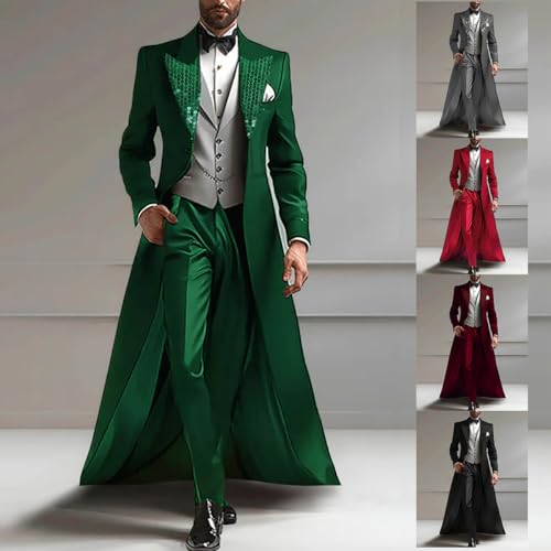 Men's 3-Piece Tuxedo Suit Peaked Lapel Coat, Vest and Pants, Formal Evening Wear3