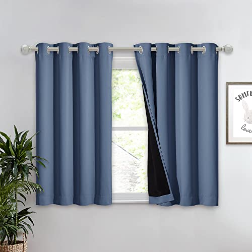 NICETOWN Small 100% Blackout Curtain with Black Liner, Thermal Insulated 2-Layer Lined Drape, Energy Efficiency Small Window Drapery for Dining Room (