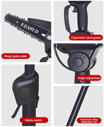 Cordless Mini Chainsaw - Telescopic Pole Saw, Battery-Powered Electric Pruner for High Branch Tree Trimming, Easy Cutting for Up to 6-Inch Diameter