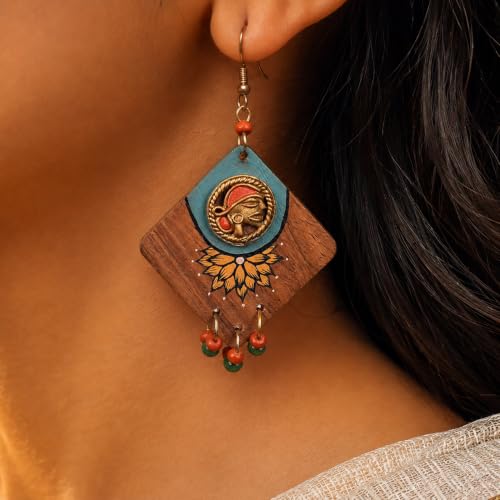 Image of Handcrafted Tribal Wooden Earrings Collection for Women - Butterfly, Princess & Modern Geometric Statement Designs