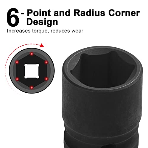 Image of Jetech 1 /2 Inch Drive 22mm Standard Impact Socket, Metric, Chrome Molybdenum Alloy Steel (Cr-Mo), 6-Point Design, Cold Forged & Heat Treated for Automotive & Heavy-Duty Maintenance