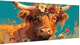 Diamond Painting Ochse Muster Design, Blume Diamond Painting Erwachsene Groß XXL 140x70cm, DIY 5D Diamant Malerei Stickbilder für Kinder Anfänger, Zimmer Deko Aesthetic, Geschenke für Frauen Model493