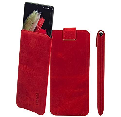Custodia in vera x Edition x compatibile con custodia VIVO X200 con funzione di ritiro e chiusura magnetica in antico slim rosso pelle