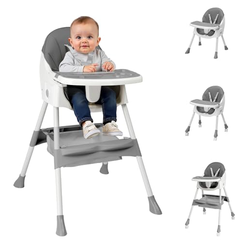 LEADZM 2 in 1 Babyhochstuhl, 3 Verstellbare Winkel, Abnehmbares Doppeltablett, Klappbar Hochstuhl Baby mit Universalrädern und Aufbewahrungs, Babys im Alter von 6–36 Monaten (Grau) LEADZM 2 in 1 Babyhochstuhl, 3 Verstellbare Winkel, Abnehmbares Doppeltablett, Klappbar Hochstuhl Baby mit Universalrädern und Aufbewahrungs, Babys im Alter von 6–36 Monaten (Grau)