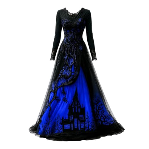 Witch Dress for Women Long Sleeve Medieval Renaissance Halloween Dresses - image 4