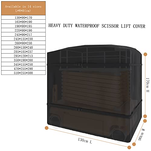 BERPET Scissor Lift Cover,Upgrade Heavy Duty 420D Oxford Fabric,Waterproof,Rip-Proof Scissor Lift Rain Covers Black 130 * 90 * 170cm - Thumbnail 2