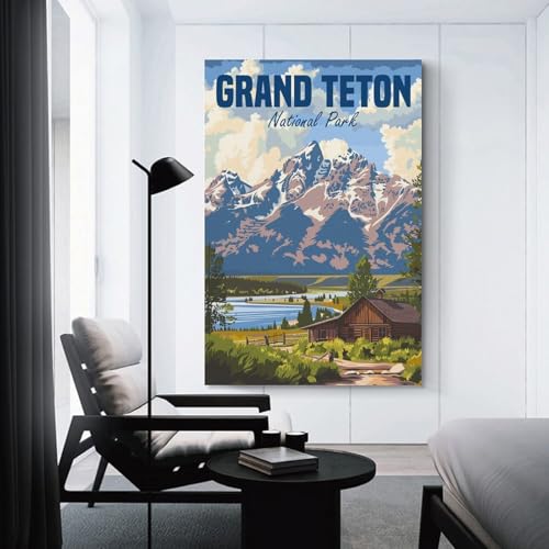 Peinture sur toile Grand Teton National Park oeuvre murale 16x24