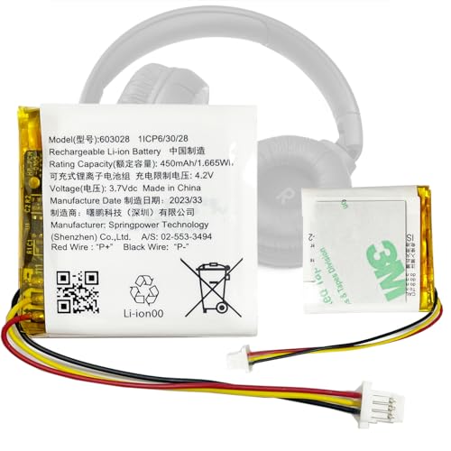 Aousavo 603028 batteria di ricambio 603028 compatibile con JBL Tune 500BT 510BT Bluetooth On-Ear Cuffie 603028