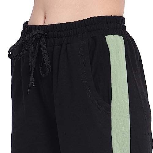 Image of BLUE STAR SHARK Women's Cotton Loopknit Track Pants | Comfortable Lounge Pants for Summer | Casual Pyjamas, Nightwear, Gym, Yoga, Sports, Running | Relaxed Fit Everyday Comfort