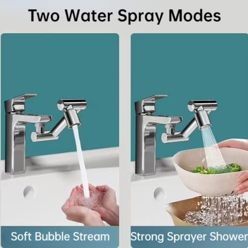 Upgraded 1440° Retractable Swivel Faucet Extender, Copper Robotic Arm Rotatable Faucet, 2 Water Outlet Modes Splash Filter Faucet Aerator For Kitchen Bathroom (1) #TOP2