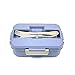 Bento Box, Lunch Box, Fiambrera con 3 compartimentos, para niños y adultos, incluye cubiertos cuchara y tenedor, color azul para Microondas y Lavavajillas
