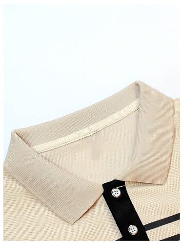 SOLY HUX Men's Casual Golf Shirts Short Sleeve Button Down Striped Collared Shirts Summer Work T-Shirt4