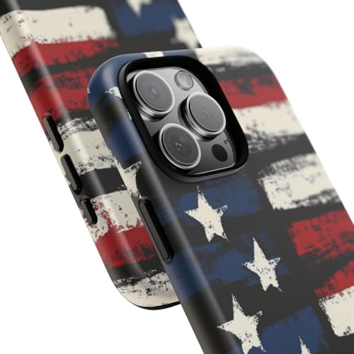 Coque iPhone 16 Pro Max drapeau américain vieilli rigide mate noire - 2