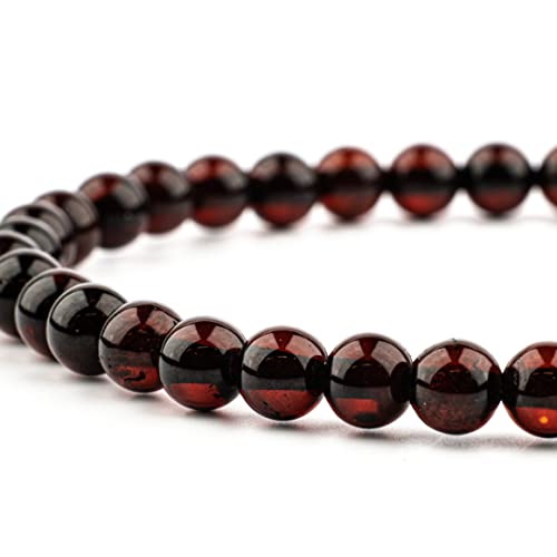 Image of Amber Culture Amber Stretch Bracelet - Handmade 5mm Beads 100% Baltic Natural Baltic Amber Stone - Unisex with Gift Box Multiple Colors
