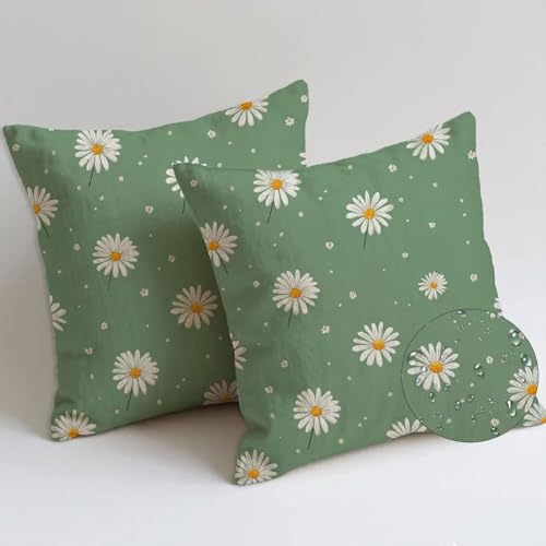 Cojines Exterior Impermeable Mostaza Fundas Cojines 45x45 cm Impermeable Felpa Corta Suave Almohada Juego de 2 Margarita Cojín Lumbar para Garden Terraza Sillas Verano Fall Decorativos, Regalo C-884