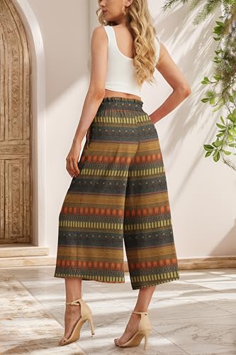 Image of IWOLLENCE Women Flowy Loose Wide Leg Pant Summer Beach Casual Trousers high Waist Adjustable Knot Business Work Casual Pants