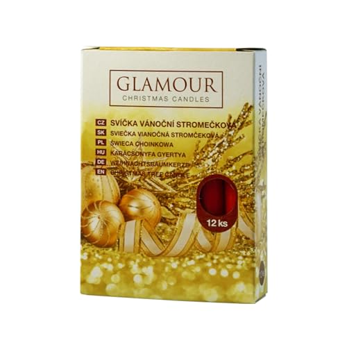 Weihnachtsbaumkerzen Glamour Paraffin- Christbaumkerzen Rot 12 Stück