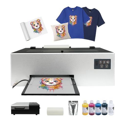 HIXSOP DTF Printer A4 L805 with Roll Feeder, Direct to Film Transfer Printing Machine with White Ink Circulation System and Semi-Automatic Cleaning for DIY T Shirt (Printer+Oven+Ink+Film+Software)