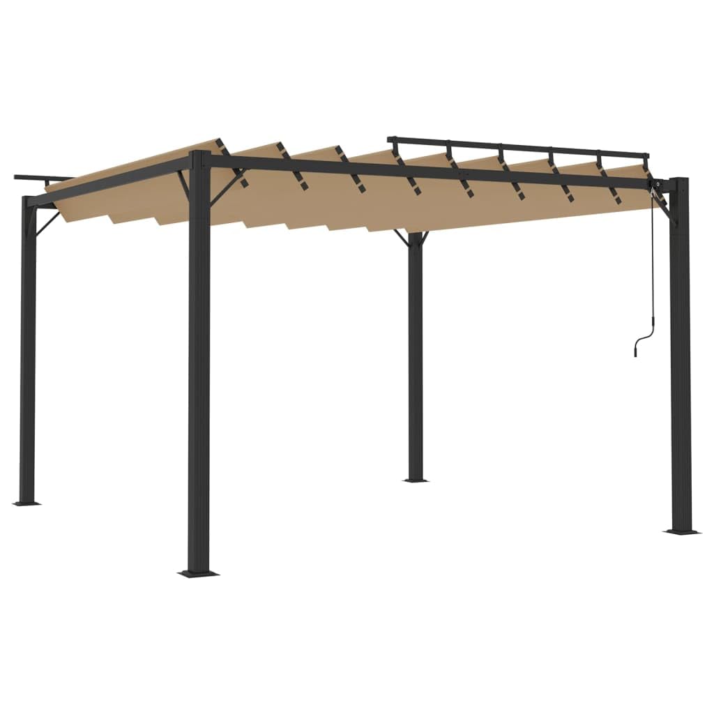 Pergola z dachem lamelowym, 3 x 3 m, kolor taupe i aluminium, pawilon ogrodowy, taras, regulowany, odporny na działanie wody, rama aluminiowa, wytrzymała, trwała, do użytku na zewnątrz