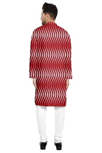 Image of Gauri Laxmi Enterprise Men's Cotton Blend Foil Print Kurtas (Ethnic Wear) (38, Red)