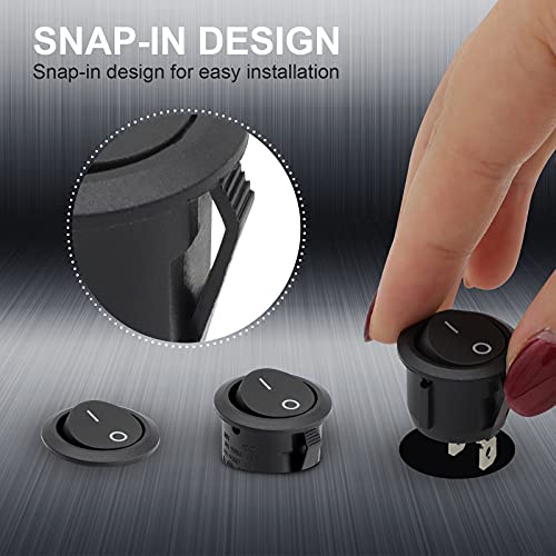Muzhi LSY-AAZV-IT-20230804-24305 Round Rocker Switch, 6 Pcs Mini Rocker Switch, 12 Volt On Off Toggle Switch With Pre-Wired 6A/250V 10A/125V Ac, 12Vdc Electrical Switches thumb #5