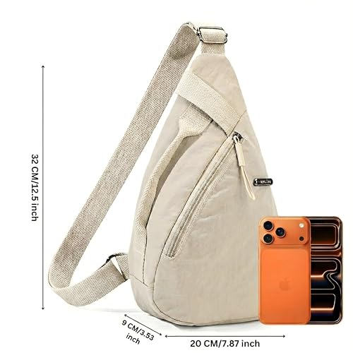 Image of Nylon Sling Bag for Men & Women | Lightweight Crossbody Chest Bag Handbag | Anti-Theft Back Pocket | Compact Everyday Carry Travel Shoulder Organizer | Casual | Water-Resistant | Secure Storage
