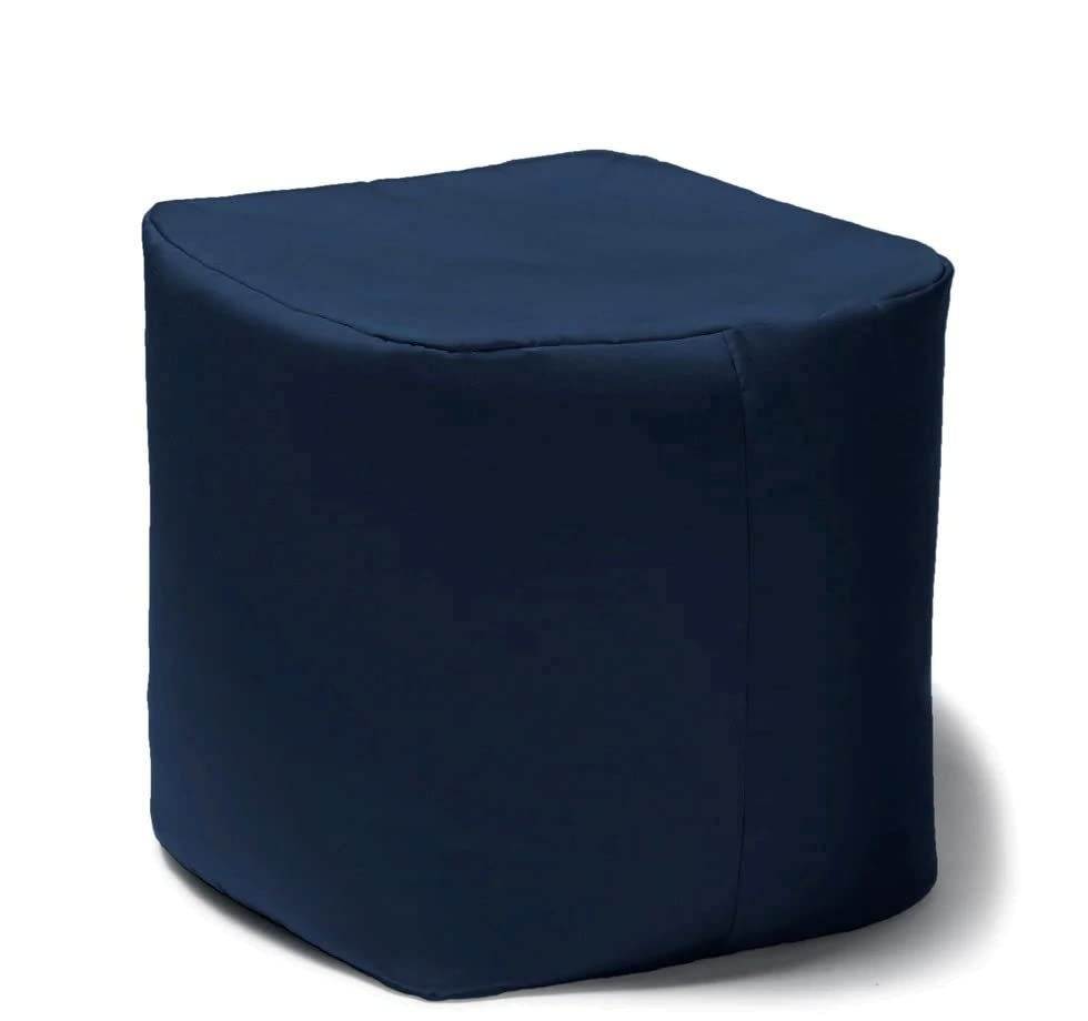 Navy Blue Simple Stylish Outdoor Ottoman 17.0 In. X 17.0 In. X 17.0 In. Size, Modern & Contemporary Style, Solid Print, Fade and Weather Resistant | All Season Perfect for Patio Terrace & Balconies