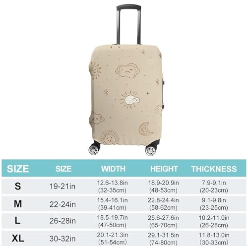 Beige Simple Doodle Luggage Cover, Washable Elastic Suitcase Cover Protector Fit 18-32 Inch Luggage2