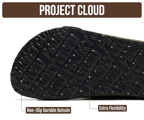 Image of Project Cloud 100% Genuine Leather Footbed Sandals for Women 2026 Comfortable Beach Essentials Womens Sandals Memory Foam Vacation Essentials Slides for Women Footwear (Santorini)