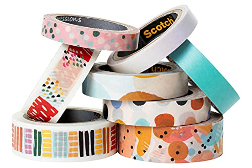 Image of Scotch Washi Tape, Abstract Modern Design, 8 Rolls, Great for Bullet Journaling, Scrapbooking and DIY Decor (C1017-8-P19)