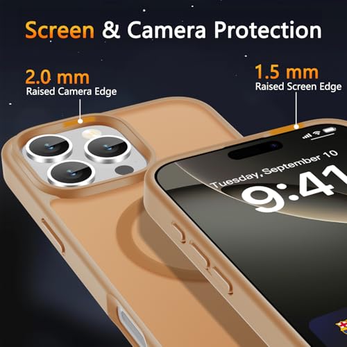 Image of LATVIN for iPhone 16 Pro Max Case, Magnetic Phone Cover, Compatible with MagSafe, Military Grade Protection, Translucent Matte Frosted Back, Desert