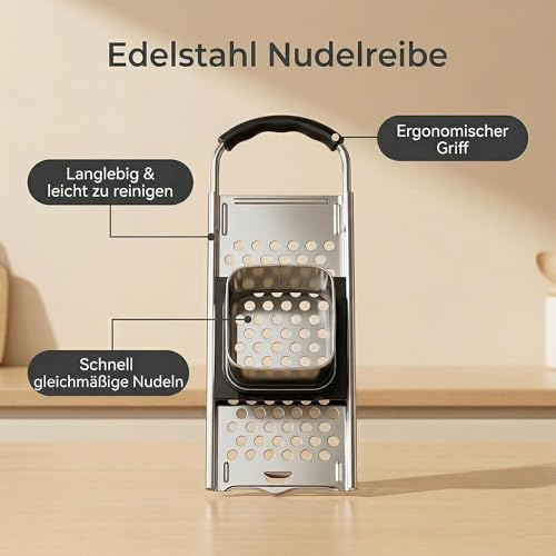 Foto von Spätzlehobel Edelstahl, Spätzlepresse mit Teigschlitten, Spätzlesieb, Spätzlereibe Ist Spülmaschinenfest, Spätzle Set, Spätzlepresse Spätzlesieb, für Selbstgemachte Spätzle und Knöpfle