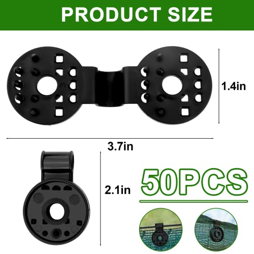 Image of 50PCS Shade Cloth Clips, Shade Cloth Plastic Clips | Greenhouse Fix Clamp, Windproof Awning Grip Tarp Clips for Sunshade Net, Anti Bird Netting, Garden Netting, Patio Accessories