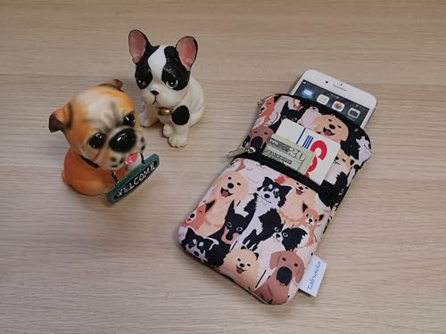 Image of Tainada Men Women Cell Phone Neoprene Shockproof Zippered Sleeve Case Bag Pouch w /Carabiner, Neck Lanyard, Belt Loop Holster for iPhone 17 /16 Pro Max, 16 Plus, 16e; Samsung S25 (Doodle Dogs Style 1)