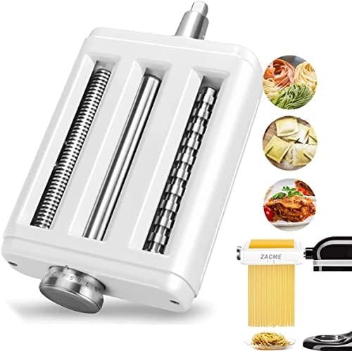 Pasta Maker Attachment for Kitchenaid Mixers, Noodle Maker 3 in 1 Set of Pasta Sheeter Fettuccine Cutter Spaghetti Cutter and Cleaning Brush, Kitchen aid Mixer Accessories- Pasta Roller and Cutter