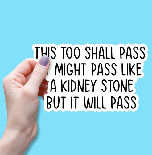 (3PCS) This Too Shall Pass It Might Pass Like a Kidney Stone But It Will Pass Sticker, Motivational Inspirational Sticker Decals for Books Laptops Phone Water Bottles Tumbler Cup Kindle 3x2.1 Inch