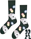 TODO Lustige Poker Socken Herren 43-46, Kartenspiel Socken, Poker Geschenke für Männer, Spielmarken Pokerspiel 43-46