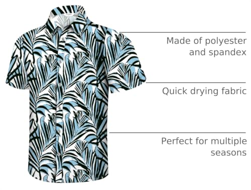 Image of Hawaiian Shirt for Men Tropical Shirts Summer Beach Button Down Short Sleeve Luau Aloha Floral Cruise Vacation Outfit 2026