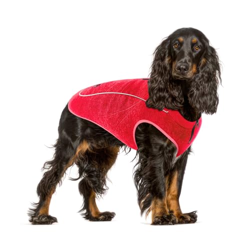 Image of Insulated Fleece Sweater for Dogs | Lightweight Warm Dog Vest | Zipper Port for Harness | Cold Weather Winter Jacket | Rain Snow Repellant Coat | Adjustable for Small Medium Large Girl Dogs (Red /M)