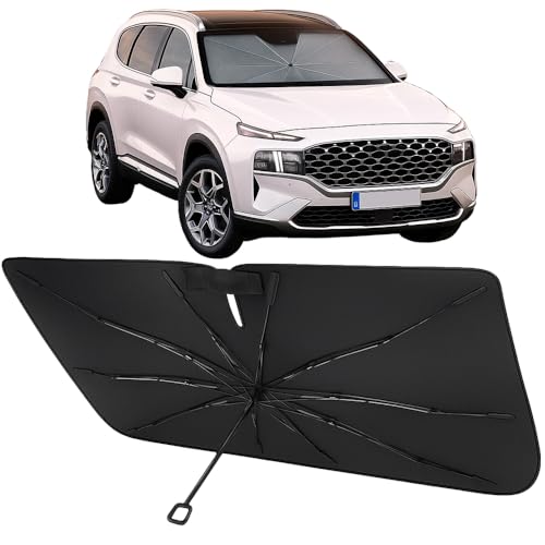 Image of Proadsy Custom Fit 2019-2023 Hyundai Santa Fe Windshield Sun Shade Umbrella | Advanced Ice Crystal Material, -54F Cooler, Zero-Gap Sunblock, Instant Setup & Foldable Design for Summer Parking, Daily Use