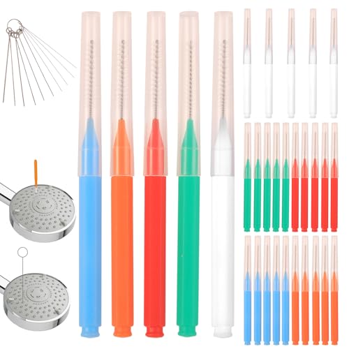 Image of 35 Pcs Shower Head Cleaner Tool Multi-Size, Shower Head Cleaning Brushes for Small Hole Nozzle, Showerhead Cleaner Picks Unclogger for Household Bathroom | Multi-Color Set