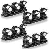 Teyva Daily 4 Pcs Black Universal Fishing Rod Rack - Durable ABS Plastic, Rubber Strap Clips, Ideal for Wall, Boat Deck & Truck Bed Mounting