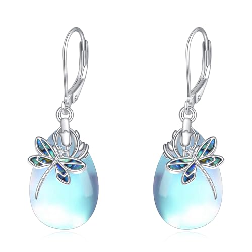 Image of TIGER RIDER Bee /Butterfly /Scorpion /Cactus /Leaf /Beetle 925 Sterling Silver French Clasp Leverback Earrings Amber /Crystal /Citrine /Moonstone /Obsidian /Jade /Rose quartz Pendant Jewelry Gift for Women