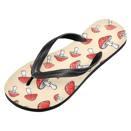 Beige Mushroom Red Flip Flops for Beach Thong Sandals Anti-slip Lightweight Shower Shoes for Travel Summer Outdoor2