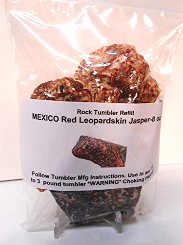 Rockhound's 1st Choice Rock Tumbler Gem Refill Kit -Mexico Red Leopardskin Jasper Rough- 8oz